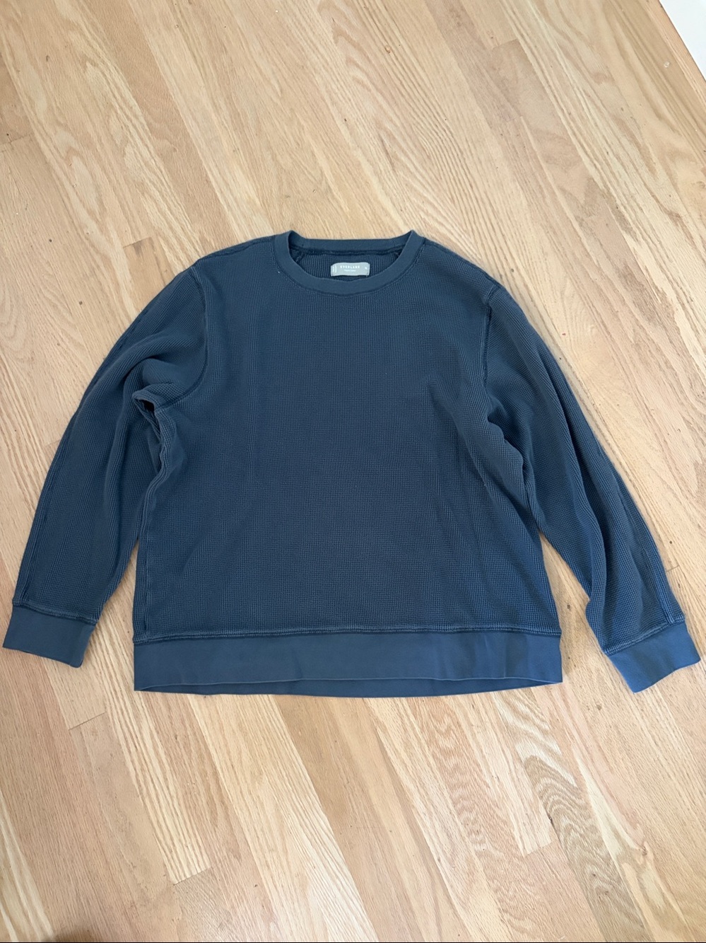 Everlane The Waffle Long-Sleeve Crew slate blue size xl grunge